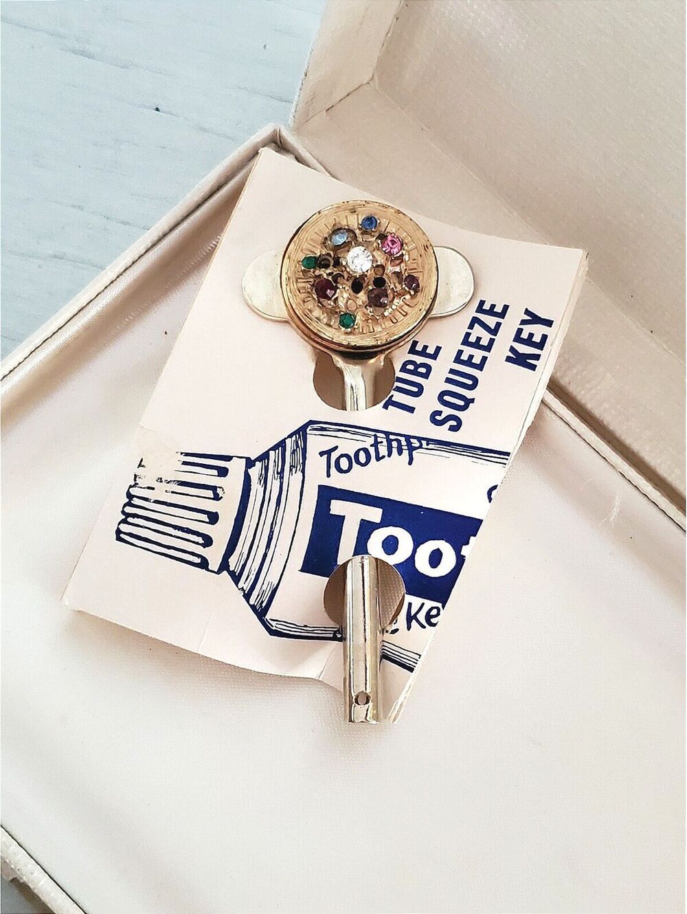 Vintage Jeweled Multicolor Toothpaste Tube Squeezer Key